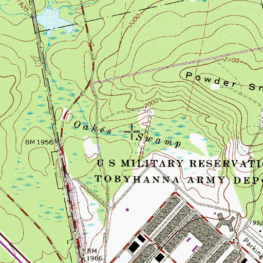 Topographic Map of Oakes Swamp, PA