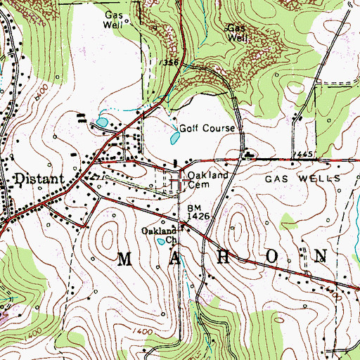 Topographic Map of Oakland Cemetery, PA
