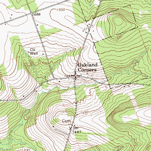 Topographic Map of Oakland Corners, PA