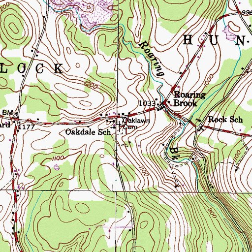 Topographic Map of Oakdale Cemetery, PA