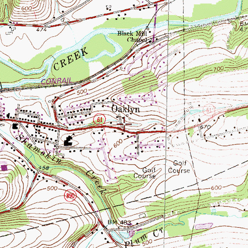 Topographic Map of Oaklyn, PA