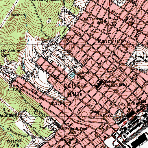 Topographic Map of Oakton Reservoir, PA