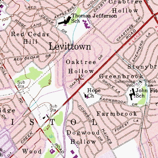 Topographic Map of Oaktree Hollow, PA