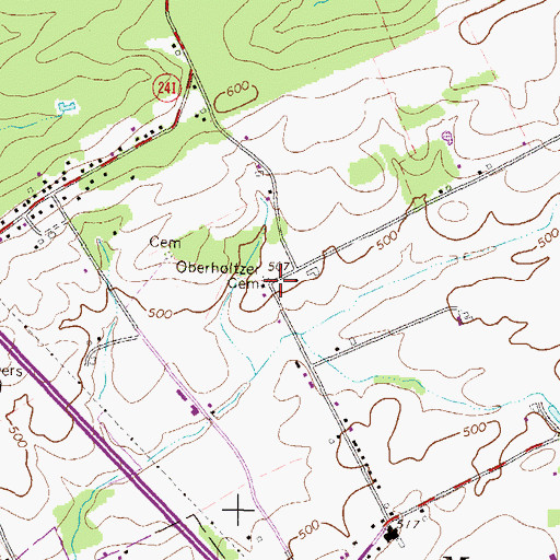 Topographic Map of Oberholtzer Cemetery, PA
