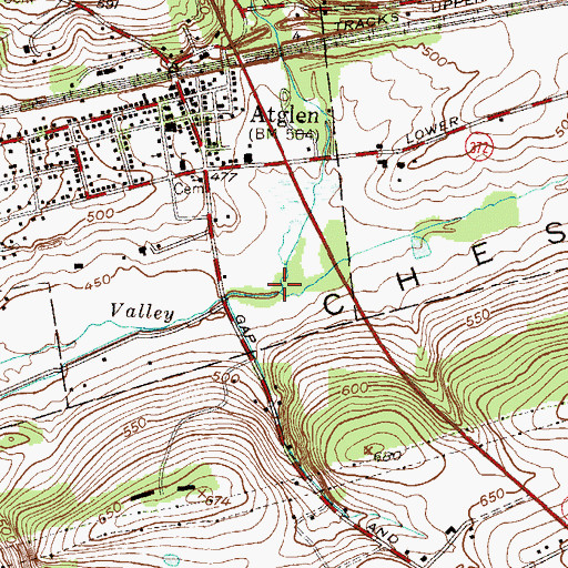 Topographic Map of Officers Run, PA