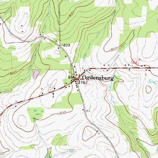 Topographic Map of Ogdensburg, PA