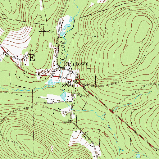 Topographic Map of Ogletown, PA