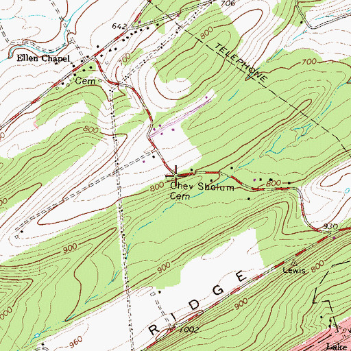 Topographic Map of Ohev Sholom Cemetery, PA