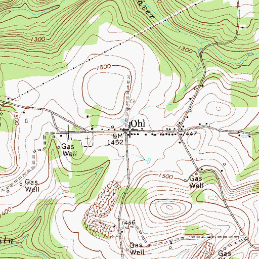 Topographic Map of Ohl, PA