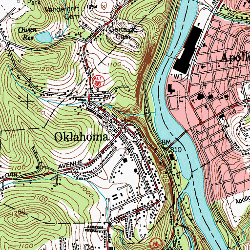 Topographic Map of Oklahoma, PA