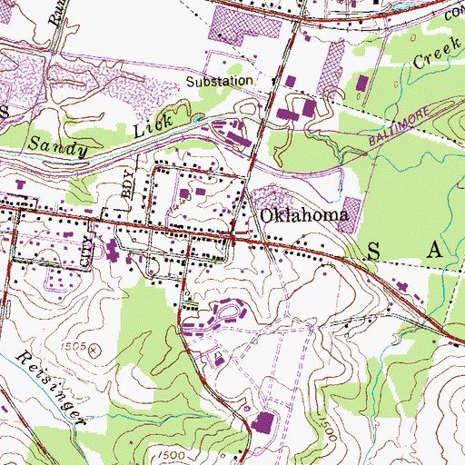 Topographic Map of Oklahoma, PA