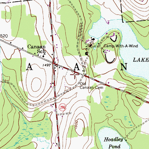 Topographic Map of Old Canaan Cemetery, PA