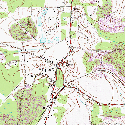 Topographic Map of Old Cemetery, PA