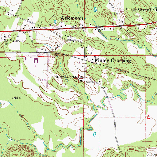 Topographic Map of Finley Crossing Cemetery, AL
