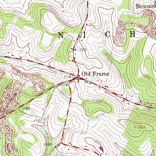 Topographic Map of Old Frame, PA
