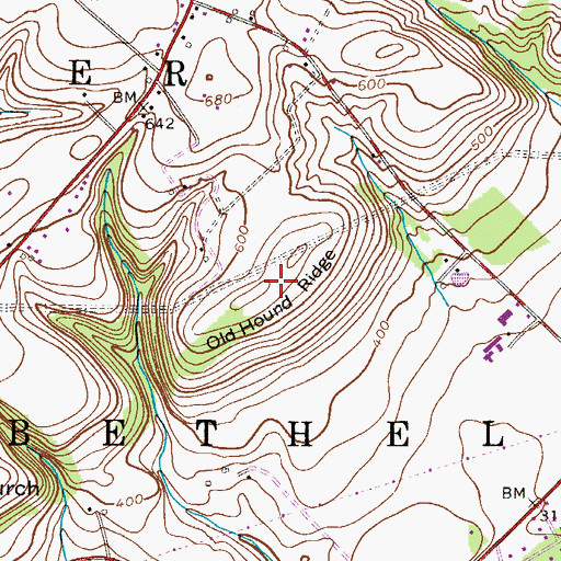 Topographic Map of Old Hound Ridge, PA