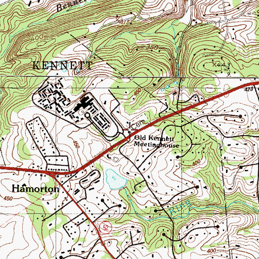 Topographic Map of Old Kennett Meetinghouse, PA
