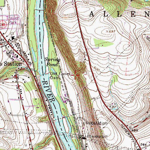 Topographic Map of Old Laury Dam, PA
