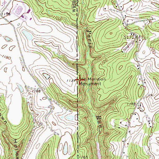 Topographic Map of Old Meridian Monument, PA