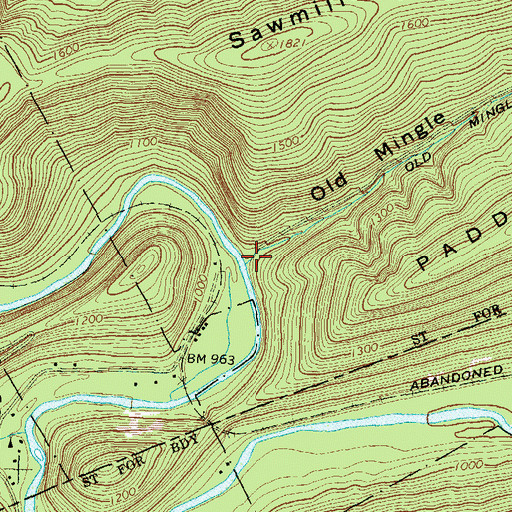 Topographic Map of Old Mingle Valley, PA