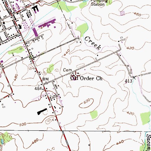 Topographic Map of Old Order Church, PA