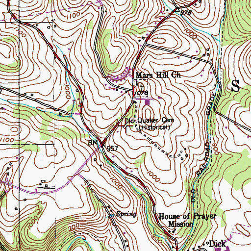 Topographic Map of Old Quaker Cemetery (historical), PA