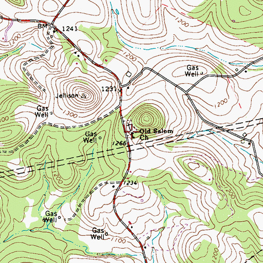 Topographic Map of Old Salem Church, PA