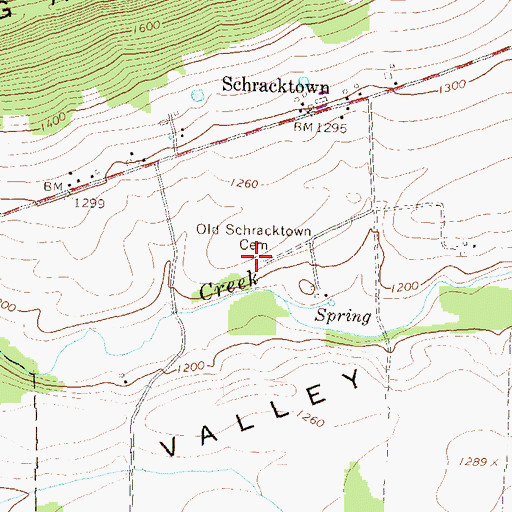 Topographic Map of Old Schracktown Cemetery, PA