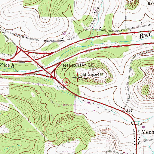 Topographic Map of Old Seceder Cemetery, PA