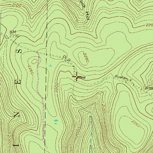 Topographic Map of Old Supply Trail, PA