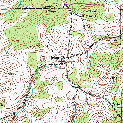 Topographic Map of Old Union Church, PA