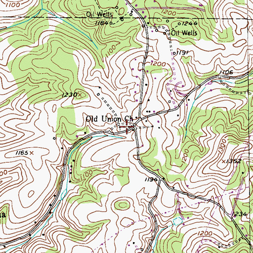 Topographic Map of Old Union Church, PA