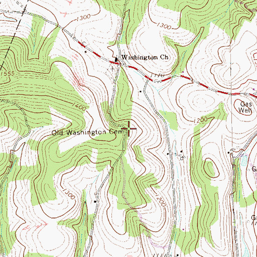 Topographic Map of Old Washington Cemetery, PA