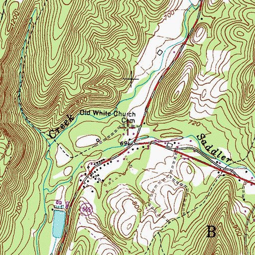 Topographic Map of Old White Church Cemetery, PA