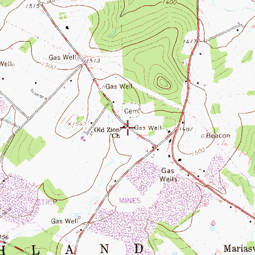 Topographic Map of Old Zion Church, PA