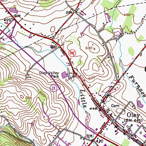 Topographic Map of Oley Valley Park, PA