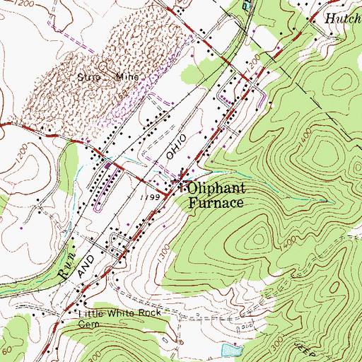 Topographic Map of Oliphant Furnace, PA