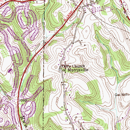 Topographic Map of Olive Church of Murrysville, PA