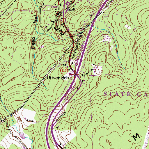 Topographic Map of Oliver School, PA