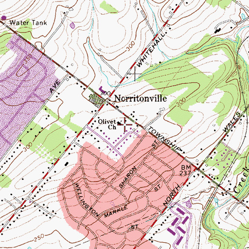 Topographic Map of Olivet Church, PA