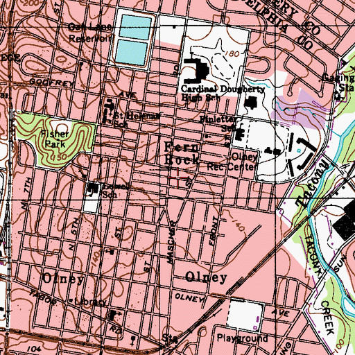 Topographic Map of Olney, PA