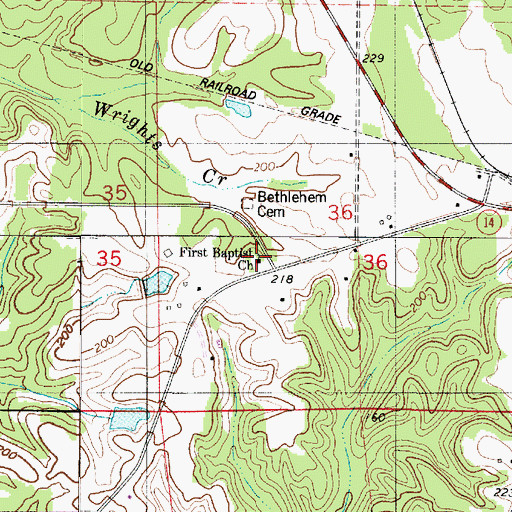 Topographic Map of First Baptist Church, AL