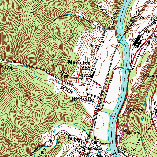 Topographic Map of Mapleton Independent Order of Odd Fellows Cemetery, PA