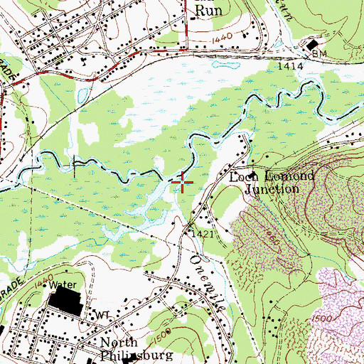 Topographic Map of Onemile Run, PA