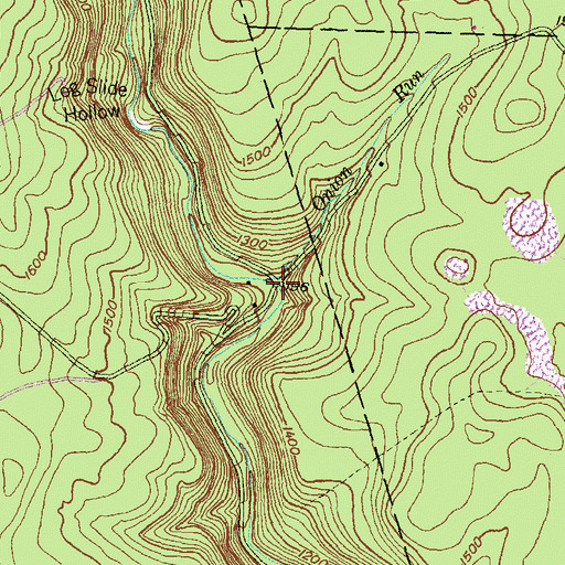 Topographic Map of Onion Run, PA