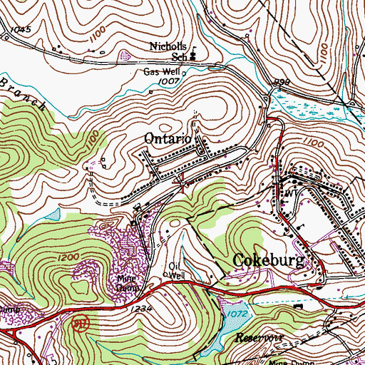 Topographic Map of Ontario, PA