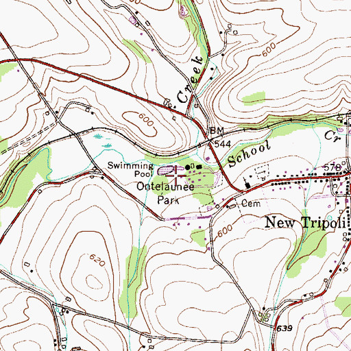 Topographic Map of Ontelaunee Park, PA