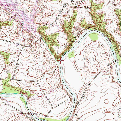 Topographic Map of Opossum Creek, PA