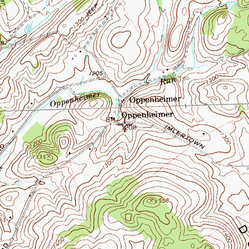 Topographic Map of Oppenheimer, PA