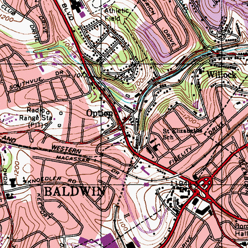 Topographic Map of Option, PA